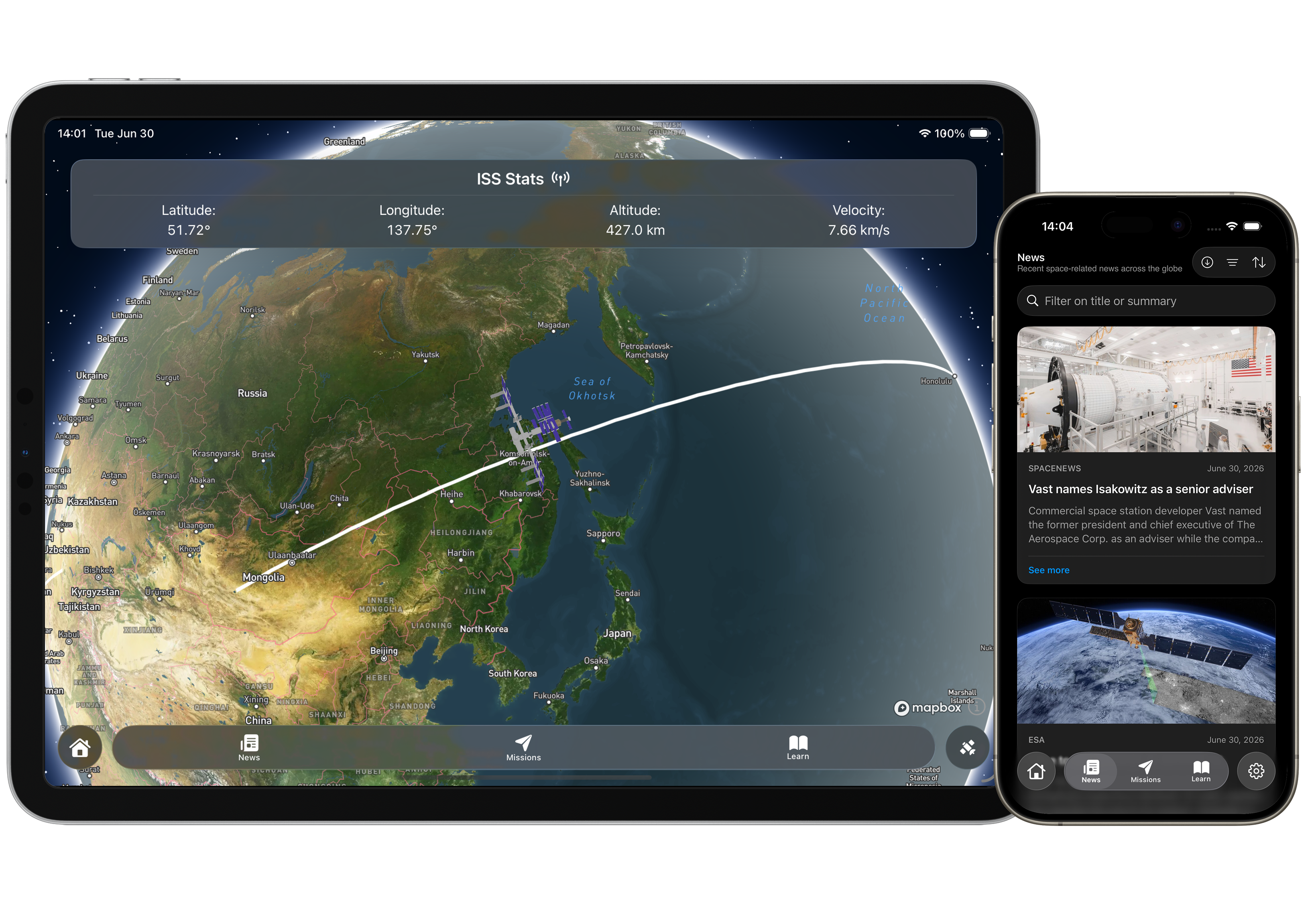 Astro app shown on iPad and iPhone